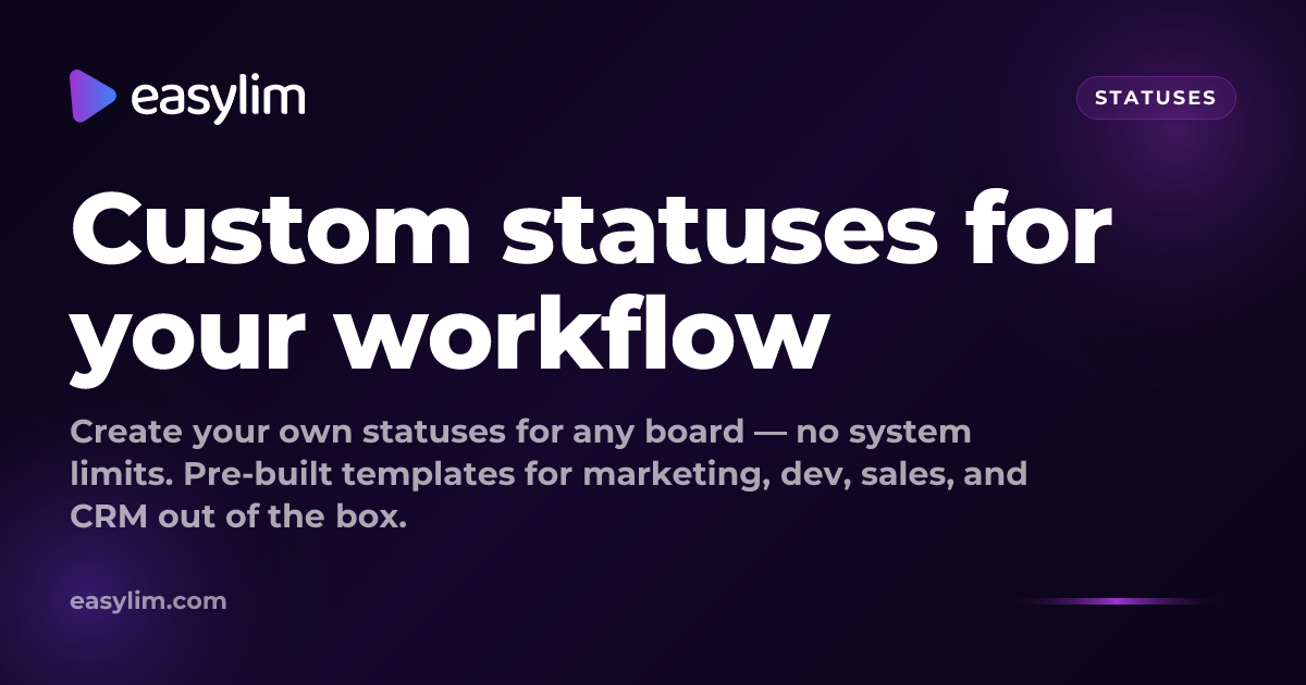 Custom statuses for workflow management | Easylim